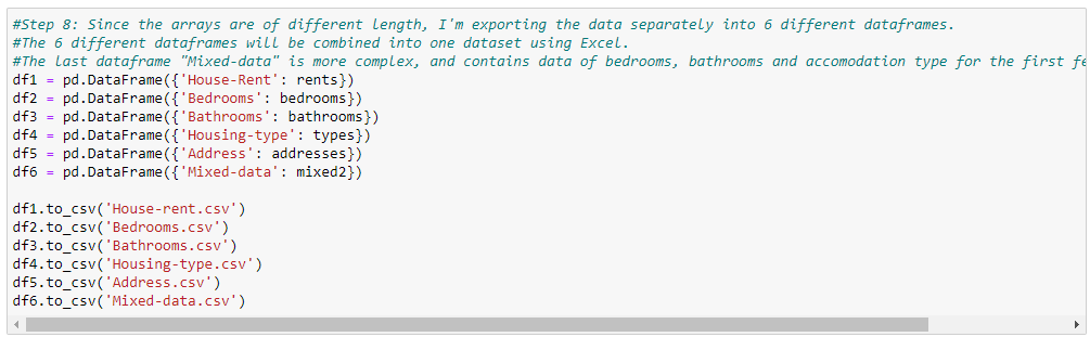 “Exporting the data”